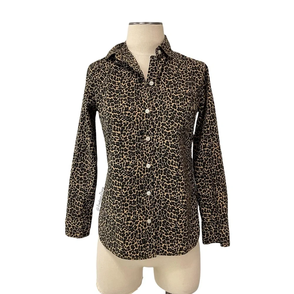 J. Crew Factory- Leopard Button Down Shirt Size XS